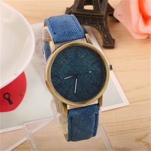Denim Design lederen riem Quartz horloges voor vrouwen (blauw)