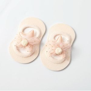 2 paar baby vloer sokken holle bloem spot lijm antislip kinderen sokken  toyan sokken: s 0-1 jaar oud (kaki)