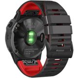 Voor Garmin Fenix 7/7X/6/6X/5/5X 26 mm tweekleurige siliconen horlogeband (zwart rood)