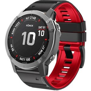 Voor Garmin Fenix 7/7X/6/6X/5/5X 26 mm tweekleurige siliconen horlogeband (zwart rood)