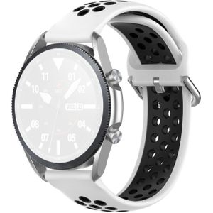 Voor Galaxy Watch 3 45mm Siliconen Sport Two-tone Strap  Maat: 22mm (Wit Zwart)