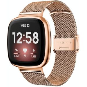 Voor Fitbit Versa 4 / Sense 2 Universele metalen roestvrijstalen gesp horlogeband (rosgoud)