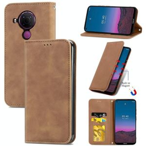 Voor Nokia 5.4 retro huid voelen business magnetische horizontale flip lederen geval met houder & kaart slots & portemonnee & foto frame (bruin)