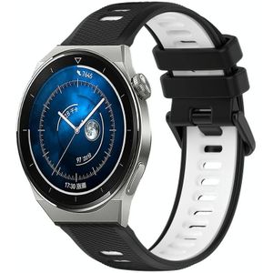 Voor Huawei Watch GT3 Pro 43 mm 20 mm sport tweekleurige siliconen horlogeband (zwart + wit)