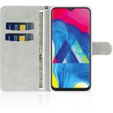 Voor Samsung Galaxy A20e Glitter Powder Horizontale Flip Lederen case met kaartslots & houder & lanyard(blauw)