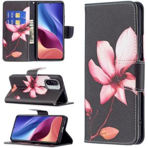 Voor Xiaomi Mi 11i / Poco F3 / Redmi K40 Gekleurd tekenpatroon horizontale flip lederen koffer met houder  kaart slots & portemonnee (Lotus)