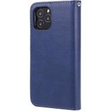 Voor iPhone 12 Max / 12 Pro 2 in 1 Solid Color Afneembare PU Lederen case met kaartslots & magnetische houder & fotolijst & portemonnee & riem(blauw)
