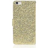For iPhone 6s / 6 Glitter Powder Horizontal Flip Leather Case with Card Slots & Holder & Lanyard(Gold)