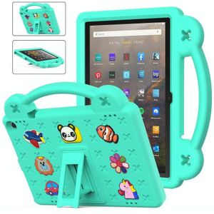 Voor Amazon Fire HD 10 2021 Handvat Kickstand Kinderen EVA Shockproof PC Tablet Case (Mintgroen)