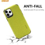 Voor iPhone 11 Pro ENKAY ENK-PC0322 2 in 1 Business Series Denim Texture PU Leather + TPU Soft Slim Case Cover & 0 26mm 9H 2.5D Tempered Glass Film(Green)