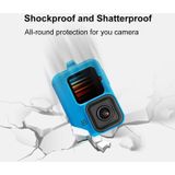 PULUZ voor GoPro HERO9 Black Siliconen Beschermhoes met polsband & lenscover(Blauw)
