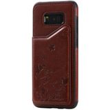 Voor Galaxy S8 plus Kat Bee relif patroon schokbestendige beschermende case met kaartsleuven & fotolijstjes (bruin)