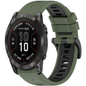 Voor Garmin Fenix 7X Pro 51 mm 26 mm sport tweekleurige siliconen horlogeband (olijfgroen + zwart)
