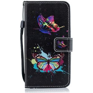 Kleurrijke Butterfly patroon horizontale Flip lederen case voor Galaxy A40  met houder & kaartsleuven & portemonnee