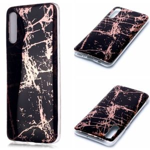 Voor Galaxy A30s / A50 Plating Marble Pattern Soft TPU Protective Case (Black Gold)