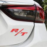 Auto R / T gepersonaliseerde decoratieve stickers van aluminiumlegering  afmeting: 10 5 x 5 cm (zilver + rood)