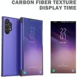 Voor Samsung Galaxy A32 4G koolstofvezel textuur Bekijk tijd horizontale flip lederen tas met houder & touch call display ID