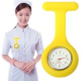 Draagbare siliconen verpleegkundige ronde Quartz horloge horloge met Pin (geel)