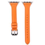 Kleine waist leather replacement watchbands voor Apple Watch Series 6 & SE & 5 & 4 40mm / 3 & 2 & 1 38mm(Oranje)
