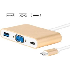 USB type C naar VGA 3-in-1 hub adapter ondersteunt USB type C Tablets en laptops voor MacBook Pro/Google ChromeBook (goud)