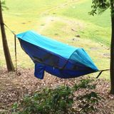 Parachute doek anti-mosquito parasol met mosquito net hangmat buiten enkele dubbele swing van de grond luchttent 290x140cm (blauw / lichtblauw)