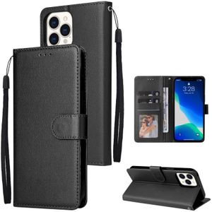 Multifunctional Horizontal Flip Leather Case  with Three Card Slot & Holder & Double Zip Wallett & Photo Frame & Lanyard For iPhone 13 Pro Max(Black)