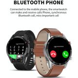 SK7Plus 1 28 inch IPS -scherm Lederen riem Smart Watch  ondersteuning Bluetooth Call/Sleep Monitoring (Brown)