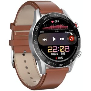 SK7Plus 1 28 inch IPS -scherm Lederen riem Smart Watch  ondersteuning Bluetooth Call/Sleep Monitoring (Brown)