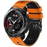 For Honor Watch GS Pro 22 mm geperforeerde tweekleurige siliconen horlogeband (oranje + zwart)