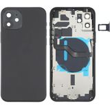 Batterij achterklep (met zijtoetsen  kaartlade  voeding + volume flexkabel & draadloze oplaadmodule) voor iPhone 12 (zwart)