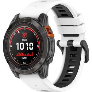Voor Garmin Fenix 7 Pro 47 mm 22 mm sport tweekleurige siliconen horlogeband (wit + zwart)