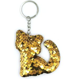 10 stks Pet Pailletten Reflecterende kat Sleutelhanger tas auto hanger  kleur: goud