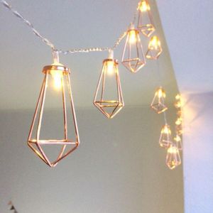 1.5 m 10 LEDs retro Iron Metal Diamond Home Decoratie LED Fairy string licht