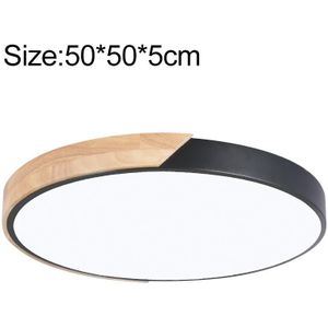 Wood Macaron LED Round Ceiling Lamp  Stepless Dimming  Size:50cm(Black)