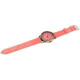 Denim textuur stijl ronde wijzerplaat Retro digitaal Display vrouwen & mannen Quartz horloge met PU leder Band(Pink)
