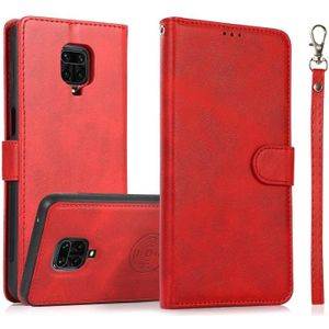 For Xiaomi Redmi Note 9s Calf Texture 2 in 1 Detachable Magnetic Back Cover Horizontal Flip Leather Case with Holder & Card Slots & Wallet & Photo Frame(Red)