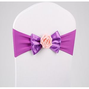 Wedding Chair Cover Sash Satin Fabric Bow Tie Ribbon Band Decoration Hotel Wedding Party Ceremony Banquet Supplies (Fuchsia)