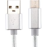 Brei structuur USB naar USB-C / Type-C Data Sync laad Kabel  Kabel Lengte: 3m  Voor Samsung Galaxy S8 & S8 PLUS / LG G6 / Huawei P10 & P10 Plus / Oneplus 5 / Xiaomi Mi6 & Max 2 / en andere Smartphones(zilver)