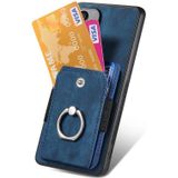 Voor Samsung Galaxy A70 / A70s Retro Skin-feel Ring Card Wallet Phone Case(Blauw)