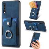 Voor Samsung Galaxy A70 / A70s Retro Skin-feel Ring Card Wallet Phone Case(Blauw)