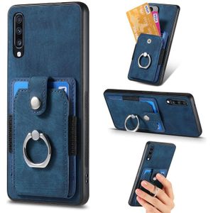 Voor Samsung Galaxy A70 / A70s Retro Skin-feel Ring Card Wallet Phone Case(Blauw)