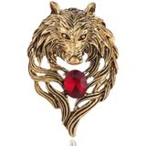 3 stks Retro Wolf Head Broches Creatieve Persoonlijkheid Animal Pin Mannen Past Coat Badge Accessoires (Golden)