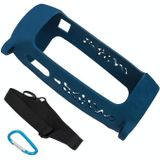 P401 For JBL Pulse4 Portable Shockproof Silicone Protective Case with Carabiner & Lanyard(Dark Blue)