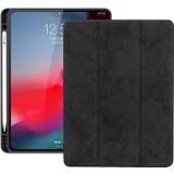 Horizontale Flip leder geval met Pen sleuf drie-vouwen houder & Wake-up / Sleep functie voor iPad Pro 12 9 (2018) (zwart)