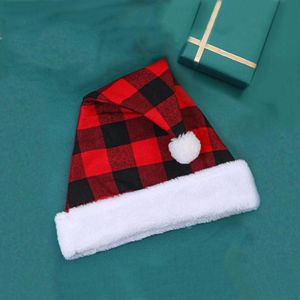 2 PCS kerstversiering plaid kerst hoed kerstversiering volwassen hoed (Grey Plaid)