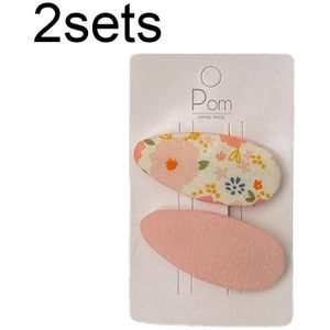 2 sets Candy Color Floral Polka Dot Sweet Baby Drop Hair Clip (roze bloem)