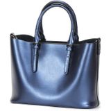 L5032 Large Capacity Messenger Women Bag Cowhide Commuter Tote Shoulder Bag  Kleur: Blauw