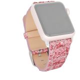 Voor Apple Watch Series 5 & 4 40mm / 3 & 2 & 1 38mm Glitter Sequins Leather Replacement Strap Watchband (Pink Silver)