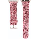 Voor Apple Watch Series 5 & 4 40mm / 3 & 2 & 1 38mm Glitter Sequins Leather Replacement Strap Watchband (Pink Silver)