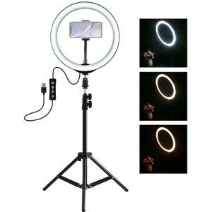 PULUZ 1.1 m statief mount + 10 inch LED ring VLogging video licht live broadcast Kits